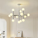 Axyaa Luxury Cream Style Metal Glass Ball Pendant Light for Modern Dining Room