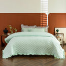 Axyaa Ruffle Pillowcase Set, Quilted Cotton Cover, White, 50*75cm