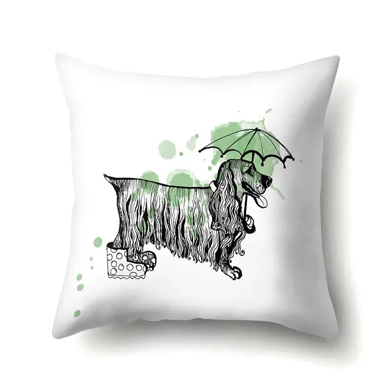 Axyaa Cartoon Animals Plush Cushion Cover 45x45cm Cute Cats and Dogs Pillowcase