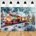 Christmas Candy Train Tapestry - Axyaa Red Background Cloth for Outdoor Home Decoration