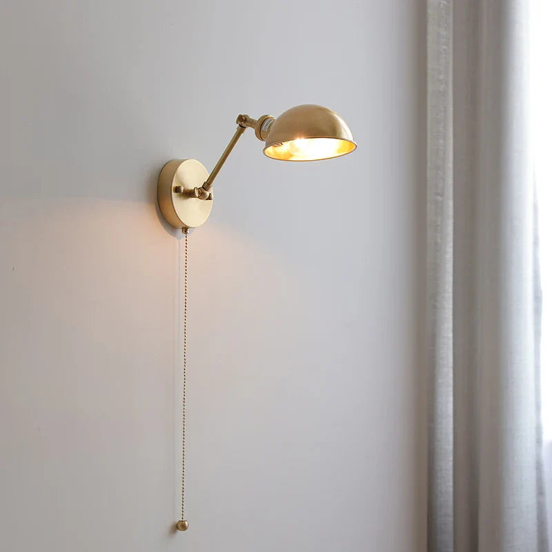 Axyaa Nordic LED Wall Lamp for Bedroom Bedside, Modern Copper Arm, Up Down Rotate, Bathroom Mirror Light