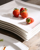 Axyaa Flora 10.25" Ivory White Ceramic Dinner Plates