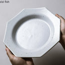 Axyaa Octagonal Ceramic Dessert Plate: Vintage Serving Tableware for Restaurant and Home