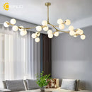 Axyaa Black Gold Glass Ball LED Chandelier for Living & Dining Room