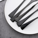 Axyaa 24Pcs Black Stainless Steel Flatware Set Steak Knife Fork Spoon Teaspoon Cutlery