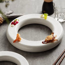 Axyaa Round Donut Ceramic Plate Dessert Snack Sushi Dim Sum Serving White Tableware