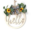 Axyaa Sunflower Rose Wreath Hello Love Hanging Sign for Home Garden Wedding