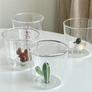 Axyaa Cactus Bunny Duck Clear Glass Tumbler Cup - Table Decor Drinkware