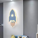 Axyaa Cartoon Rocket LED Wall Lamp Kids Room Decor Sconce