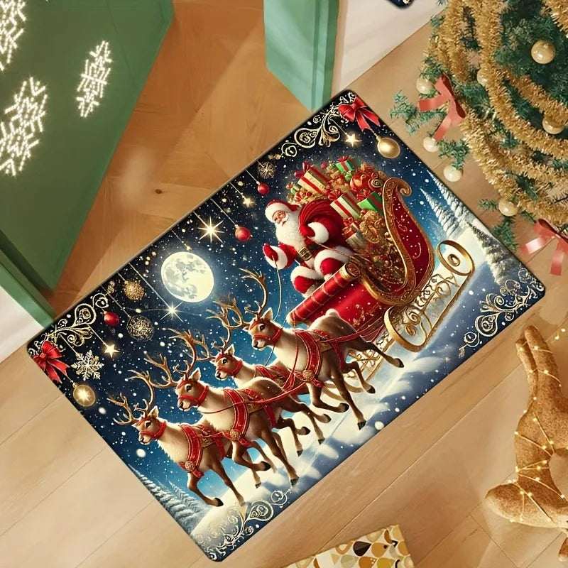Christmas Santa & Reindeer Door Mat - Axyaa Home Decor