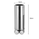 Axyaa Silver Cylinder Vase | Geometric Sphere Flower Arrangement Holder