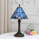 Axyaa Baroque Style Blue Stained Glass Table Lamp Night Light - 8 Inch Wide Lampshade