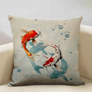 Axyaa Goldfish Linen Cushion Cover 45x45cm for Sofa, Living Room Decoration