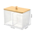 Axyaa Acrylic Qtip & Swab Holder with Bamboo Lids - Clear Apothecary Canister Jar