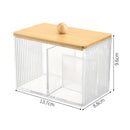 Axyaa Acrylic Qtip & Swab Holder with Bamboo Lids - Clear Apothecary Canister Jar