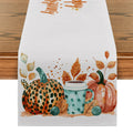 Axyaa Thanksgiving Pumpkin Coffee Leaves Table Runner