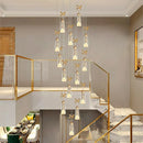 Axyaa Modern Crystal Chandelier Stair Pendant Living Room Interior Lighting