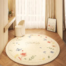 Axyaa Butterfly Pattern Plush Round Carpet for Cream Style Bedroom Decor and Living Room