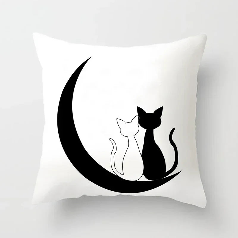 Axyaa Cat Sofa Pillow Cover - Cartoon Style Home Decor Pillowcase