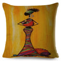 Axyaa Abstract African Woman Decorative Cotton Linen Cushion Cover