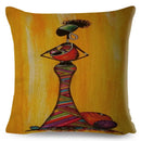 Axyaa Abstract African Woman Decorative Cotton Linen Cushion Cover