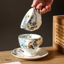 Axyaa Nordic High-value Bird Coffee Cup Saucer Set - Hand-painted Gold Ceramic Mug