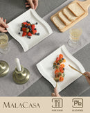 Axyaa Flora 10.25" Ivory White Ceramic Dinner Plates