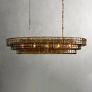 Axyaa Modern Grey Glass Chandelier, Ceiling Mounted Oval Lighting Fixture for Living Room