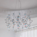 Axyaa Luxury Blue Crystal LED Chandeliers for Living Dining Room Décor