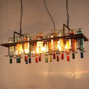 Axyaa Retro Industrial Metal Wine Glass Chandelier LED Pendant Lamp