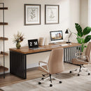 Axyaa 78'' Modern 2-Person Office Desk with Metal Legs, Industrial Wooden Computer Workstation