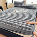 Axyaa Plush Shaggy Fur Mattress Cover Soft Elastic Fitted Sheet Solid Color Protector