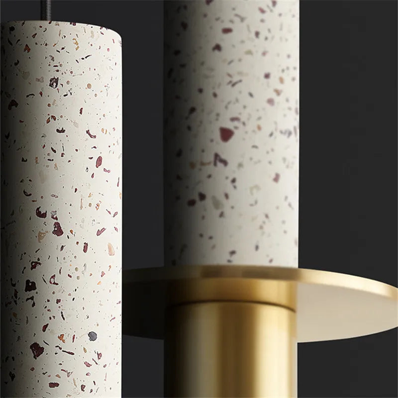 Axyaa Modern Marble Chandelier Terrazzo Cylindrical Spot Light for Restaurant and Bedroom