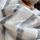 Axyaa Cozy Striped Flannel Throw Blanket - Ultra Soft Milk Velvet Plush Bedspread