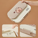 Axyaa Stainless Steel Divided Lunch Box Set with Cutlery