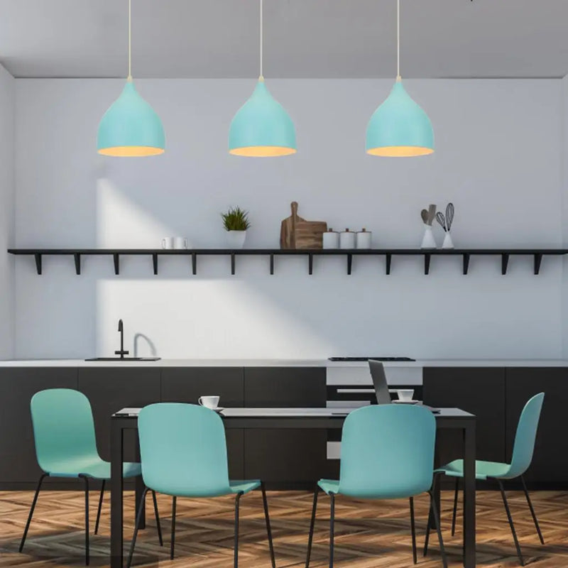 Axyaa Blue Nordic Pendant Lights - Modern E27 Hanging Lamps for Living Dining Kitchen