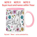 3D Effect Flowers Cup Holding Hands Personalized Name Mug for Children, Mother's Day Gift