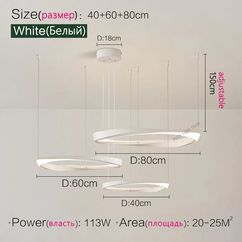 Axyaa Nordic Pendant Chandelier Ring Lamp for Modern Dining Room and Bedroom