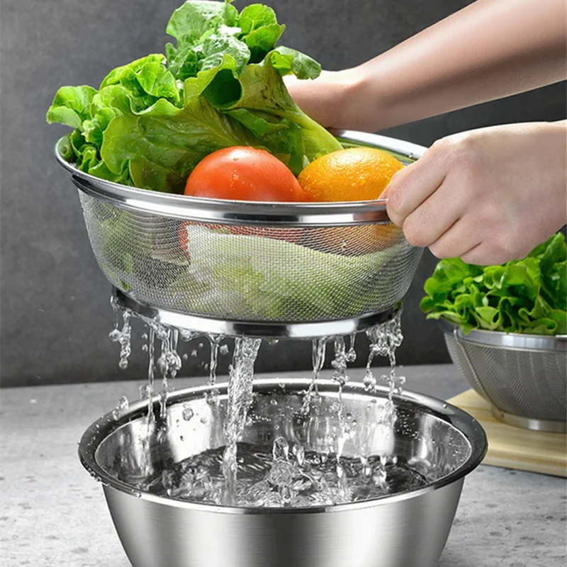 Axyaa Stainless Steel Kitchen Colander and Basket Tub for Cooking and Washing