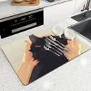 Axyaa Cartoon Cat Kitchen Drying Mat - Quick Dry Drain Pad for Faucet