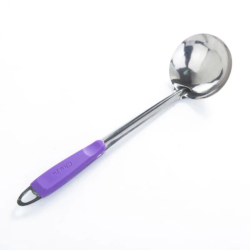 Axyaa Stainless Steel Ladle Strainer with Plastic Handle and Handing Hole