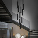 Axyaa Modern LED Crystal Chandelier for Staircases, Nordic Black Indoor Long Hanging Light