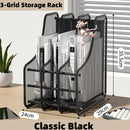 Axyaa Iron Mesh Quadruple Column File Rack Bookshelf - 4 Grid Multi-Layer File