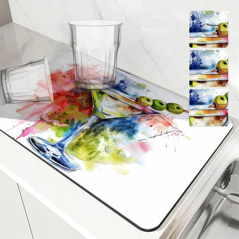 Axyaa Square Anti-Slip Absorbent Drain Pad for Dishes and Cups