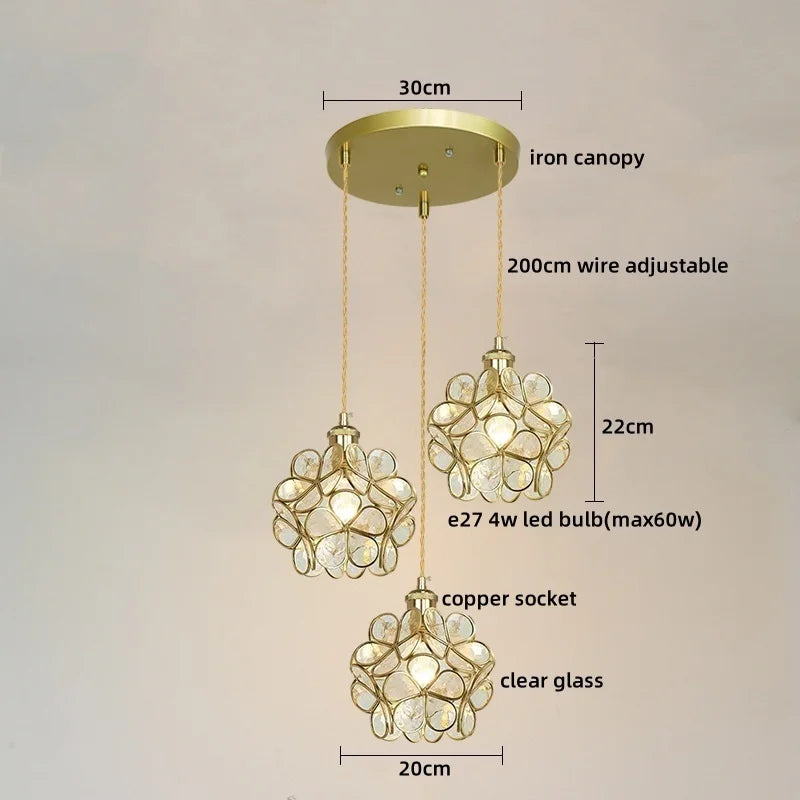 Axyaa Glass LED Pendant Lights Modern Hanging Lamp for Home Decor