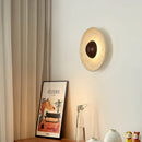 Axyaa Vintage LED Wood Wall Light Yellow Travertine Mirror for Living Room Bedroom