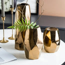 Axyaa Gold Geometric Ceramic Vase - Nordic Light Luxury Dry Flower Ornament