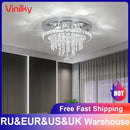 Axyaa Square Crystal Ceiling Light Modern LED Chandelier for Home Living Room Décor