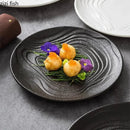 Axyaa Matte Ceramic Ripple Plate - Specialty Tableware for Snacks, Sushi, and Desserts