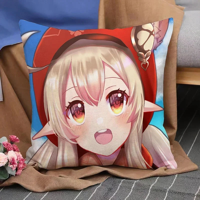 Genshin Impact Anime Pillowcase Cushion Cover 45x45 for Sofa - Axyaa